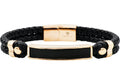 Men's Genuine Onyx and Black Leather Rose Stainless Steel