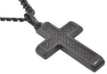 Mens Black Stainless Steel Cross Pendant With Black Cubic Zirconia