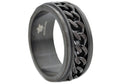 Mens 10mm Black Stainless Steel Chain Ring