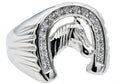 Mens Stainless Steel Horse Shoe Ring With Cubic Zirconia
