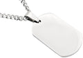 Mens Stainless Steel Engravable Dog Tag Pendant Necklace With 24" Curb Chain