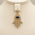 14K Yellow Gold Sapphire Eye Hamsa