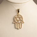 14k Yellow Gold Star Hamsa Pendant