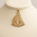 14k Yellow Gold Boat Pendant