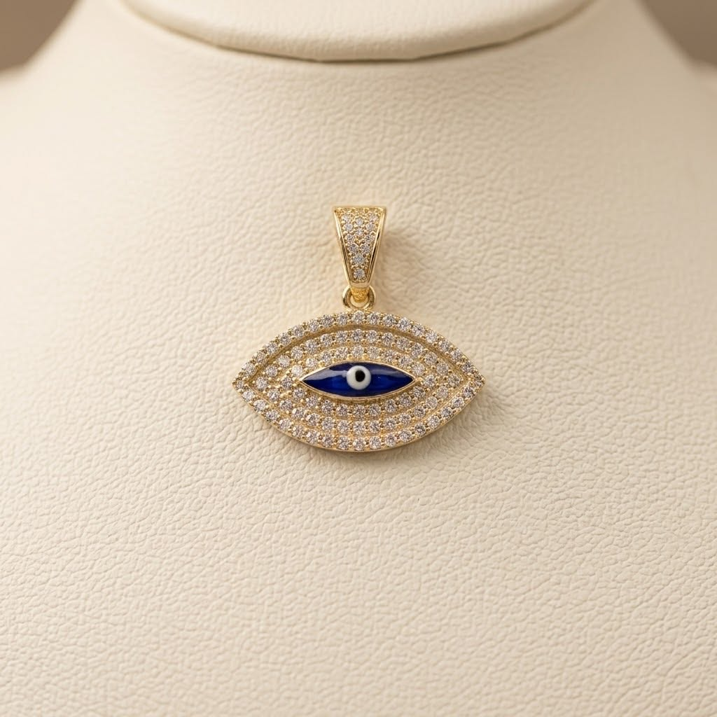 14k Yellow Gold Blue Eye w/ Stones