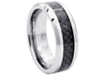 Mens Tungsten Band Ring With Carbon Fiber