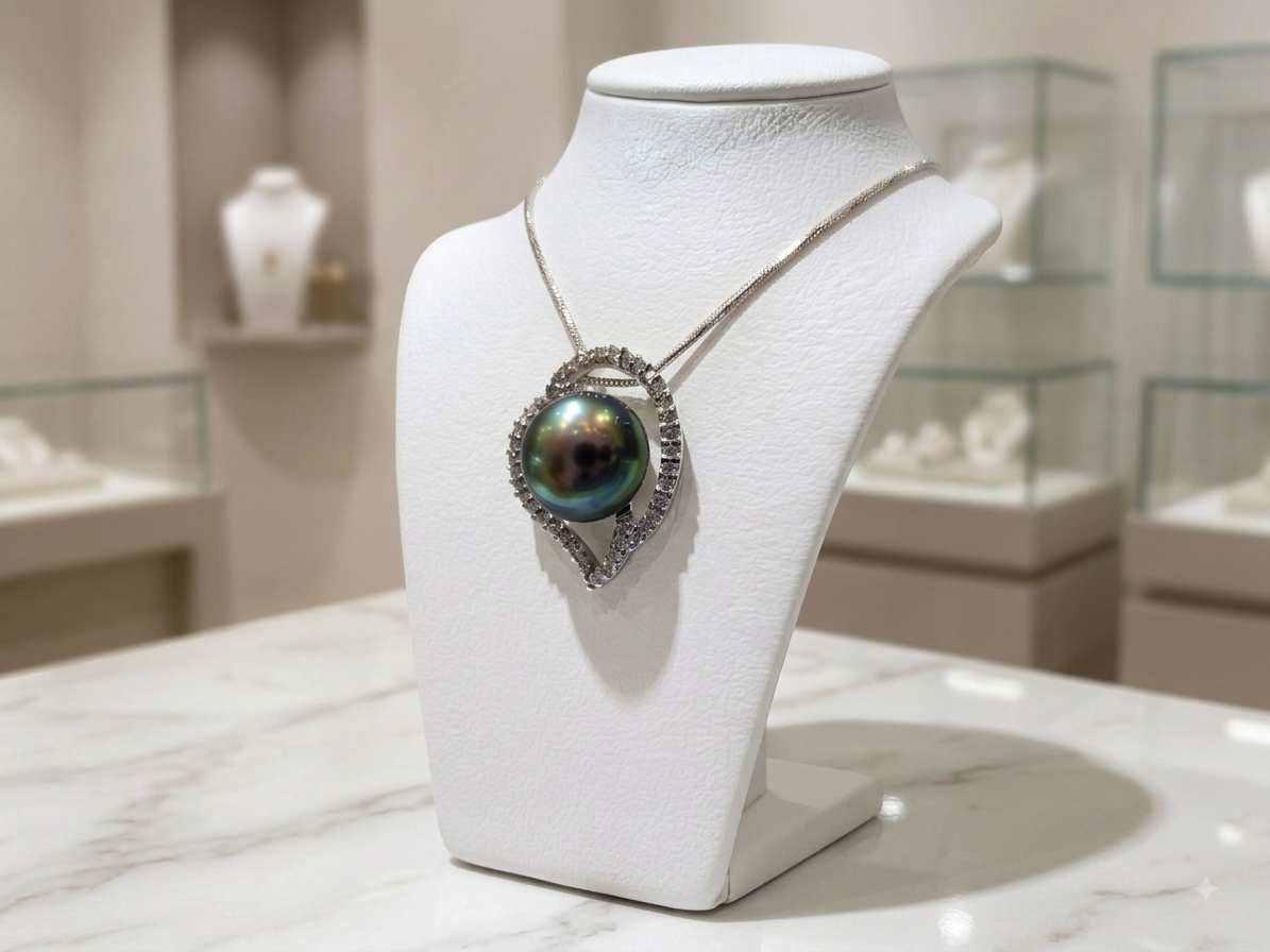18K White Gold South Sea Pearl Pendant & Necklace