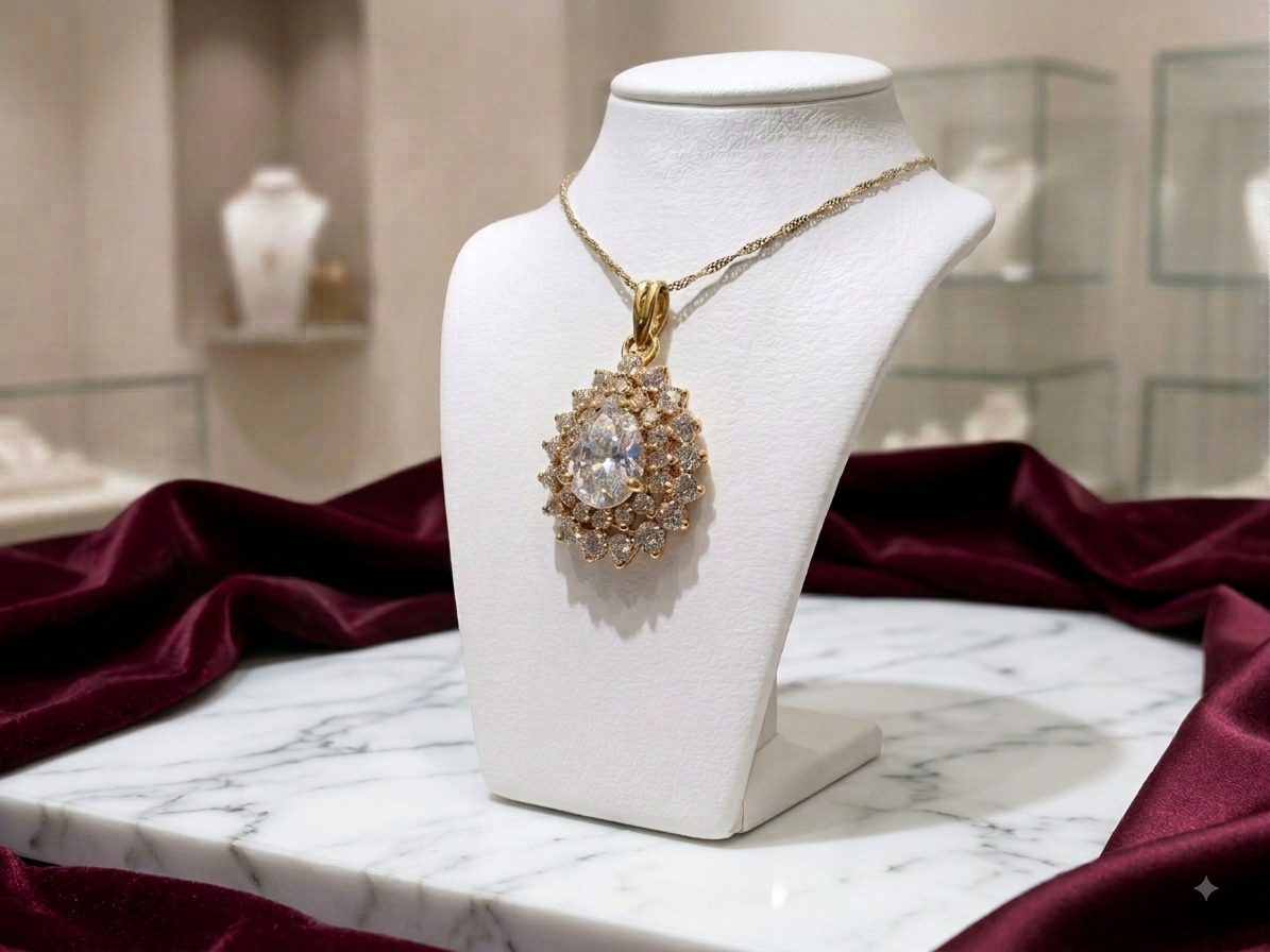 14K Yellow Gold Lab Grown Diamond (Pear) Pendant & Chain