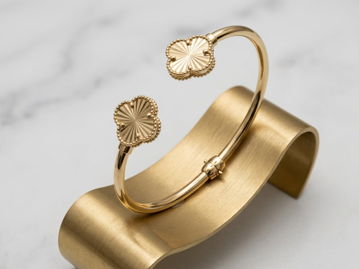 14k Yellow Gold Dia Cut Cleff Bracelet
