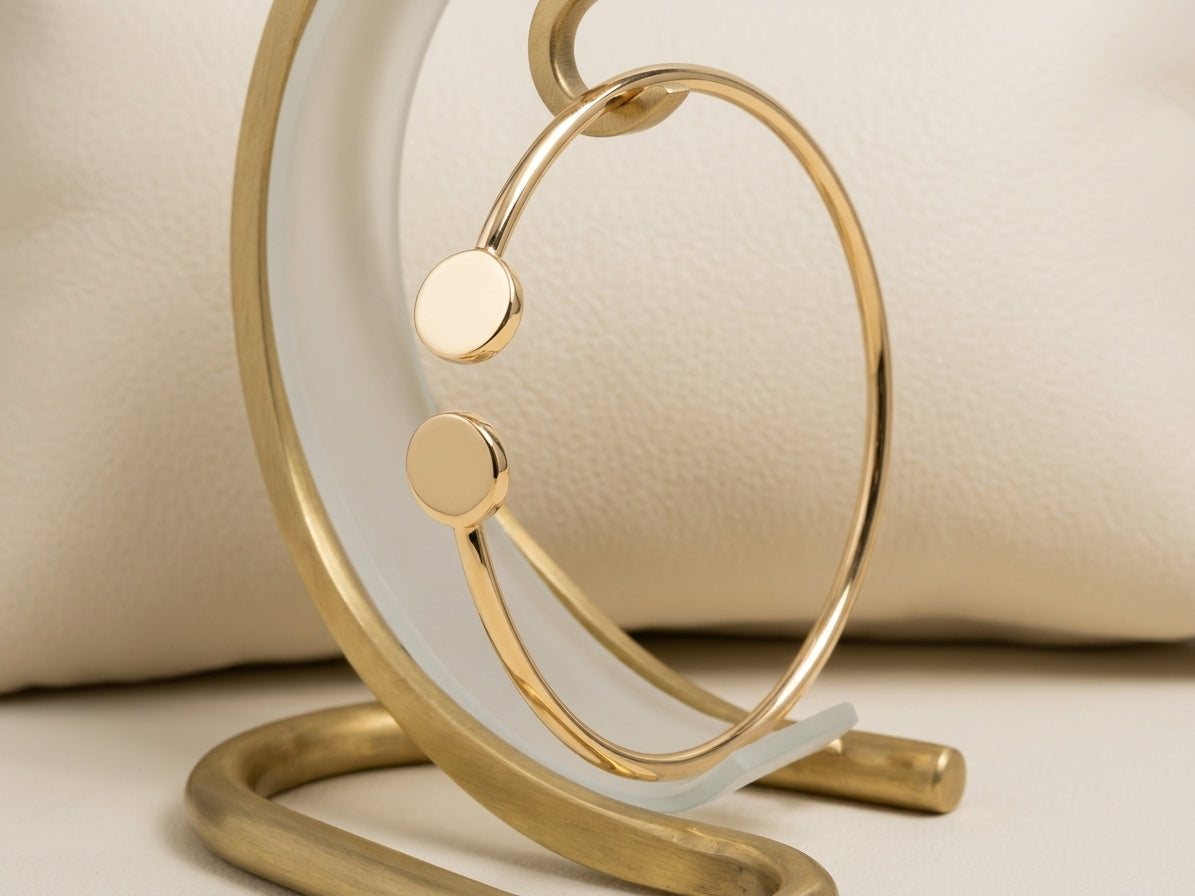 14k Yellow Gold Polish Round Bangle Bracelet