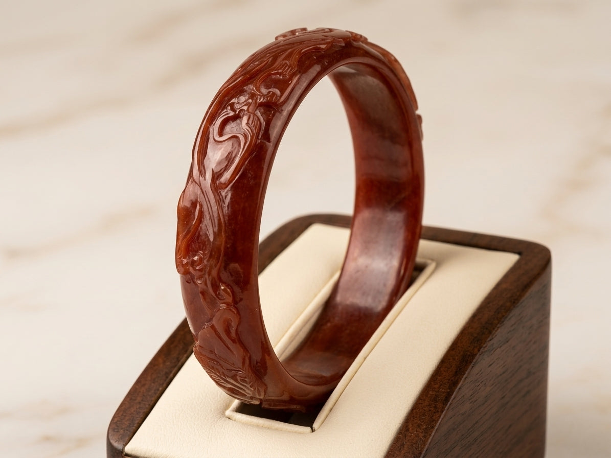Natural Red Jade Bangle Bracelet