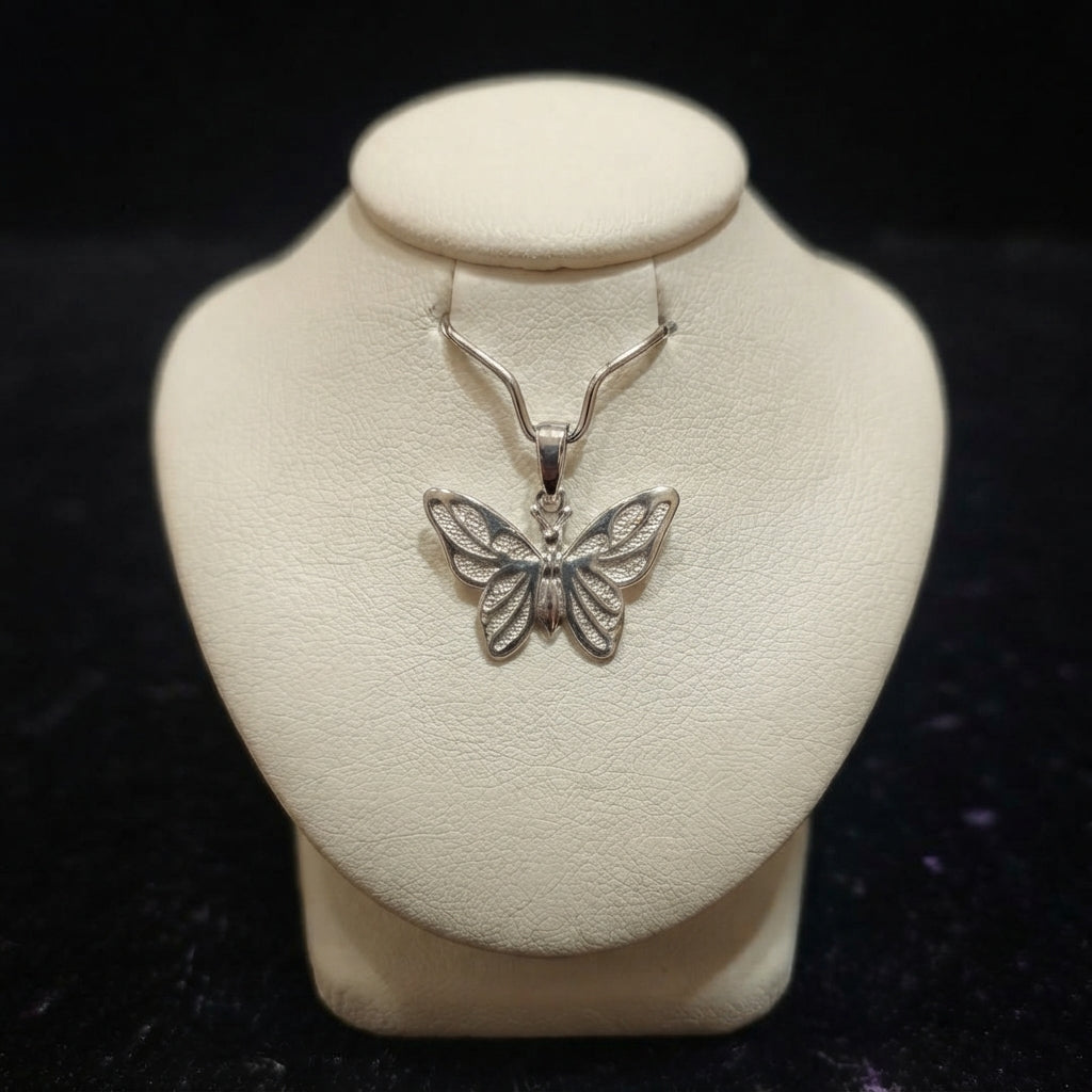 14k White Gold, Butterfly Pendant