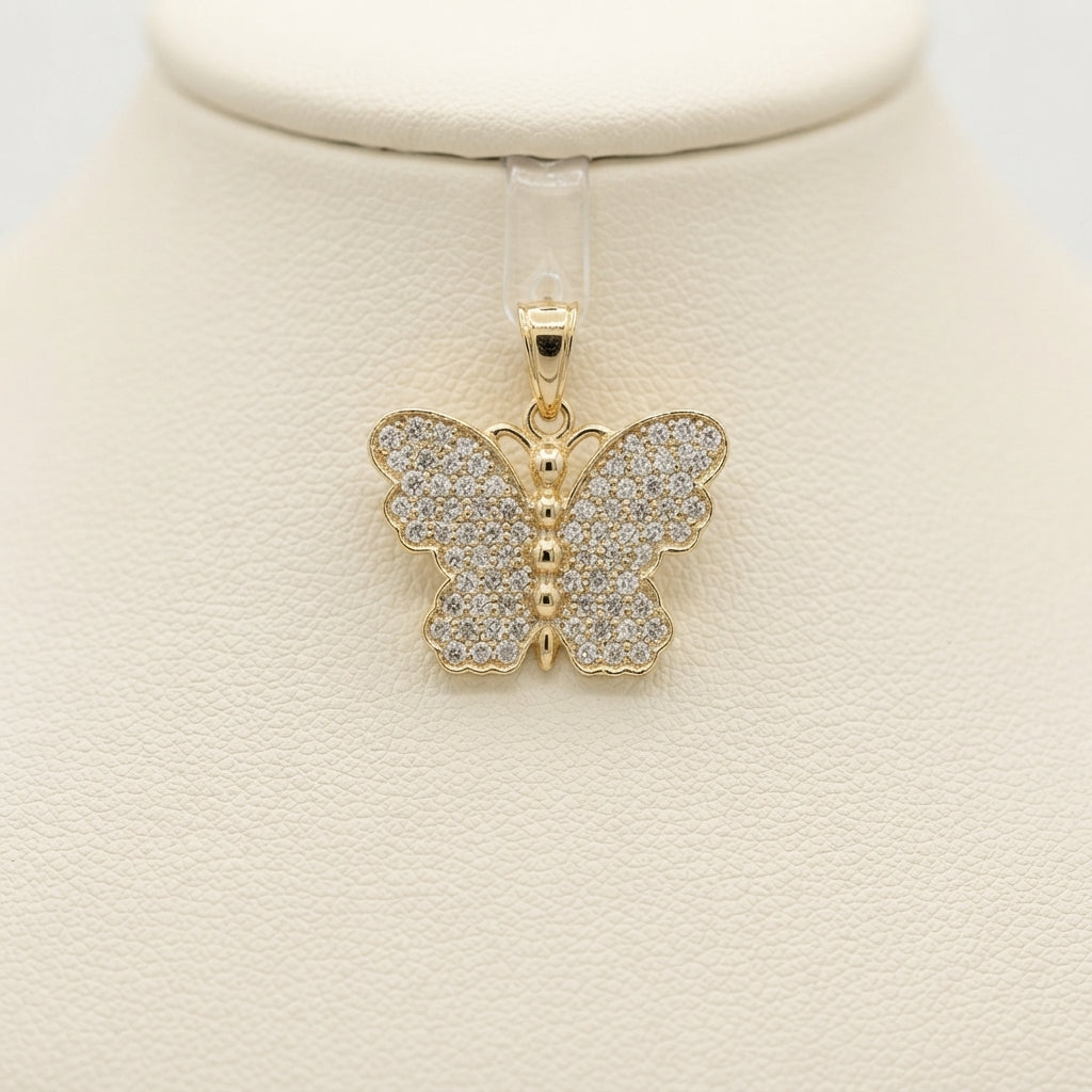14k Yellow Gold, Pave Butterfly