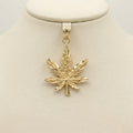 10k Yellow Gold, Dia Cut Leaf Pendant