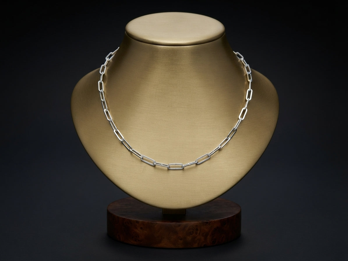 14k White Gold, Neck Paper Clip 16"