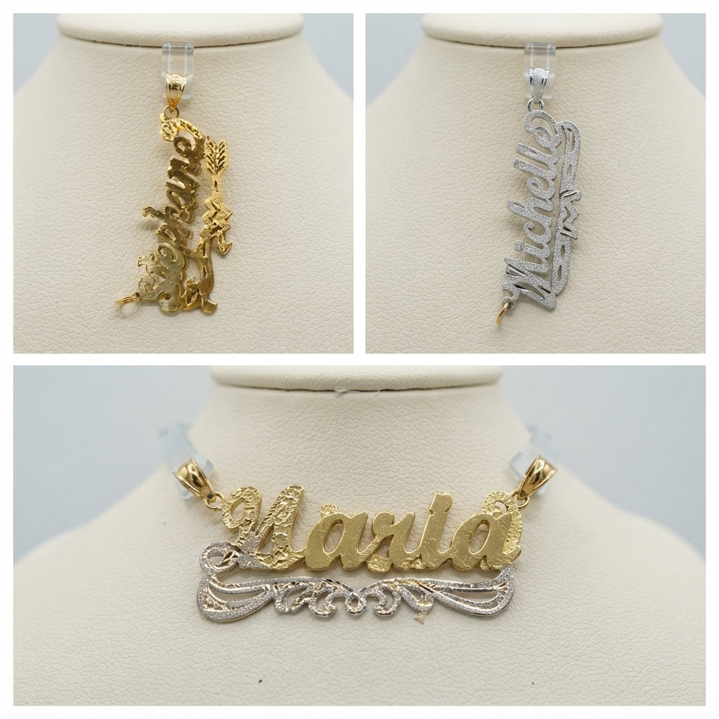 10-14k Yellow Gold/White Gold, Customized Name Pendant, Price Starts At $545!